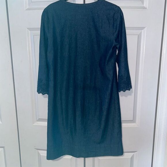 Draper James Women's Blue Chambray Ruffle Shift Dress Size 2 - Picture 6 of 6